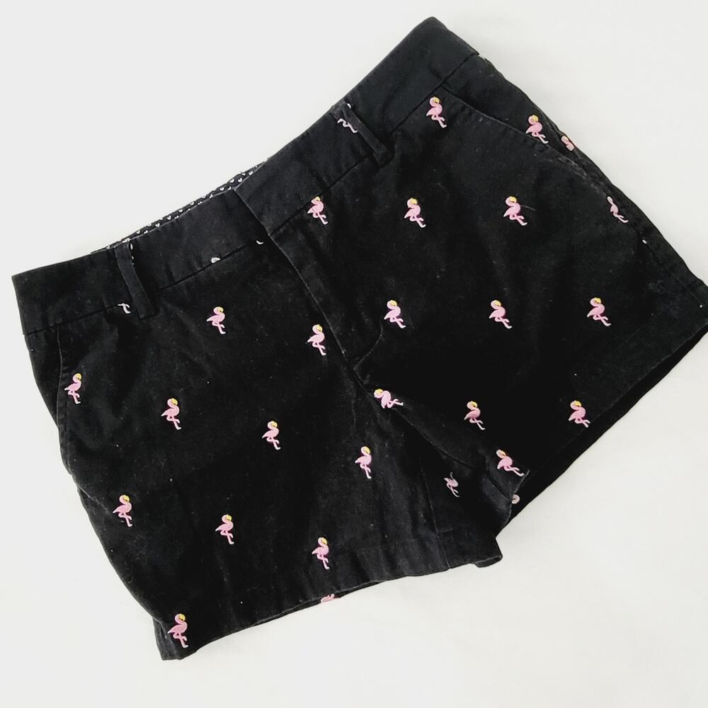 Black Chino short with embroidered pink flamingo excellent used condition